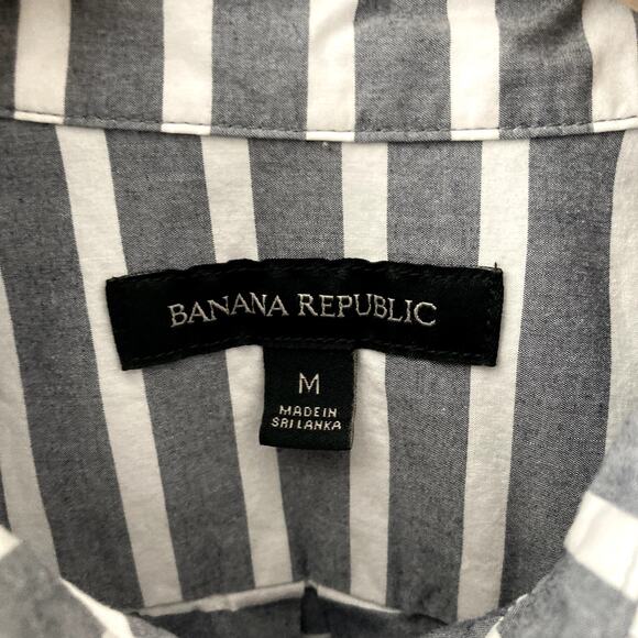 Banana Republic Striped Easy Shirt - Long Sleeve - Button Front - Gray White - M - Picture 4 of 7